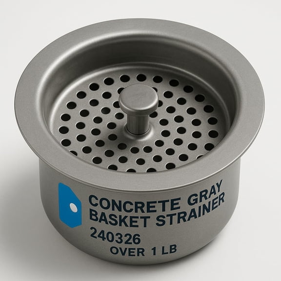 Premium Concrete Gray Metal Basket Strainer Color-Coordinated Heavy-Duty Kitchen Sink Drain Strainer, Durable and Stylish Basket Filter, Over 1 LB Weight, Modern Gray Finish for Home and Commercial