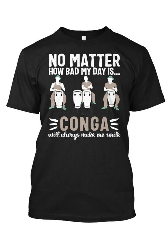 Premium Conga Drum Cuba Music Tumbadora Drummer T-Shirt Made in USA S to 5XL