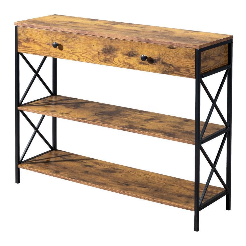 Premium Console Table With 2 Drawers Storage Shelf Industrial Sofa ...