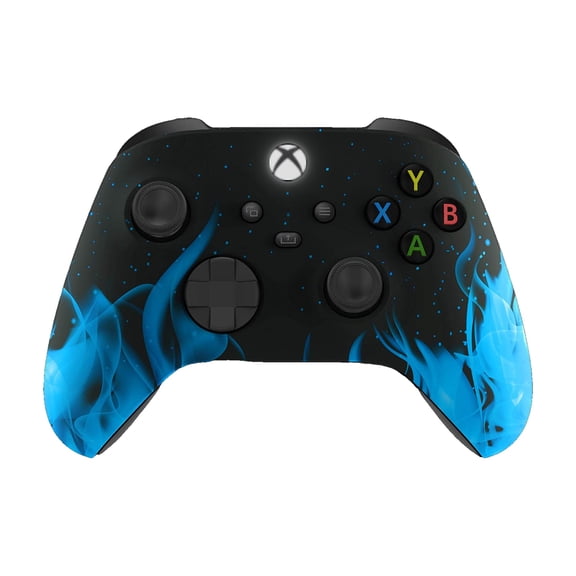 Premium Controllerz Modded Rapid Fire Controller for Xbox Series X|S & Xbox One - Blue Flames - Soft Touch, Rapid Fire Modes