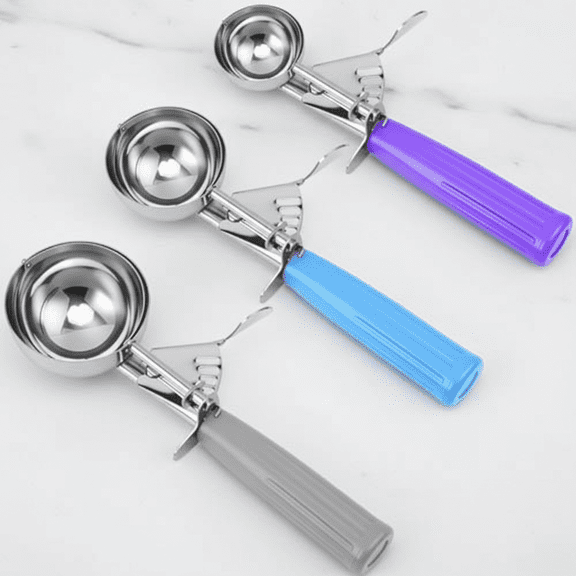 Premium Cookie & Ice Cream Scoop Set with 1.2, 2 & 4 Ounce Sizes - Perfect Portion Control for Baking, Cupcakes, Muffins, Mashed Potatoes & Pancakes