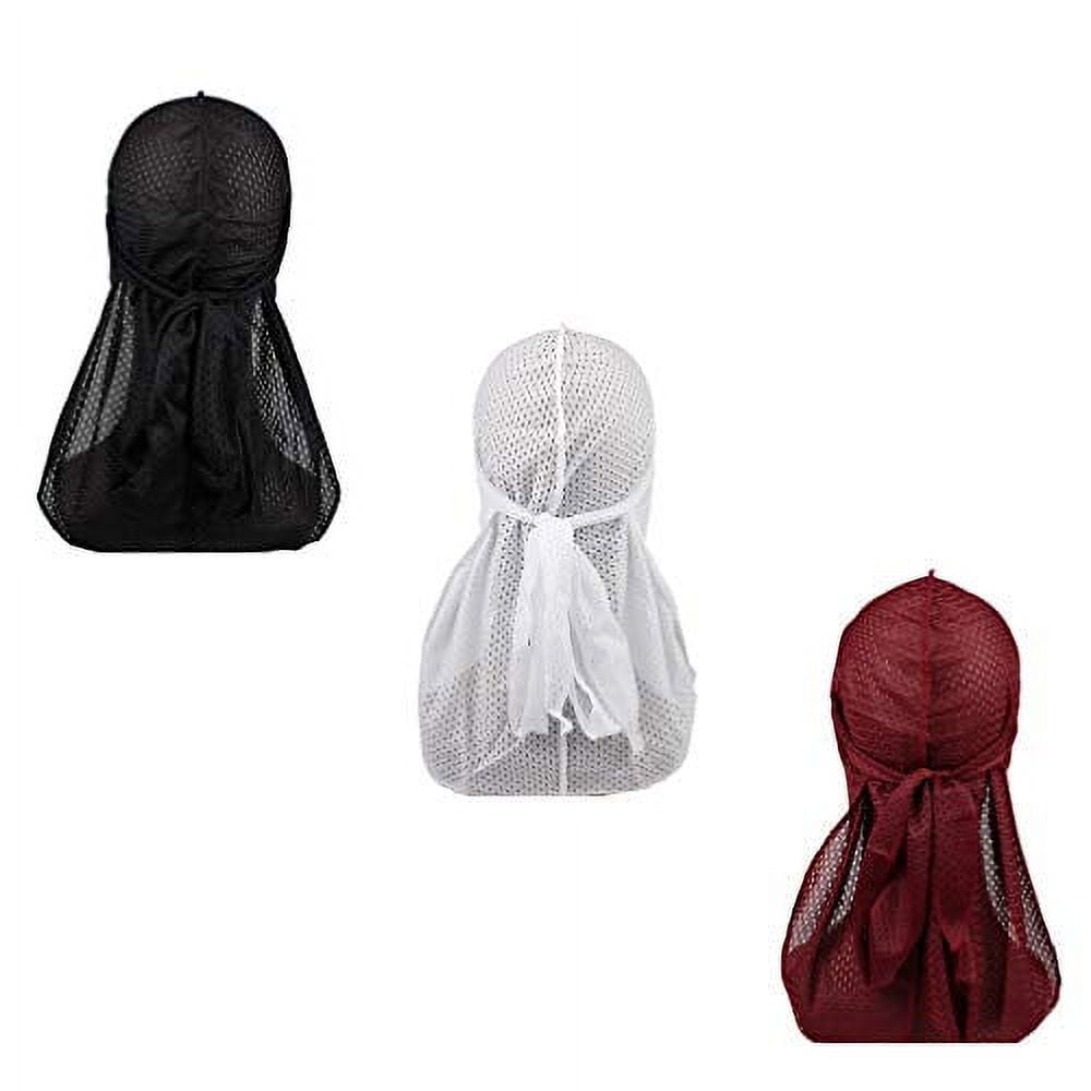 Premium Cool Mesh Durags with Long Tail 360 Waves Doo rag for Men Du
