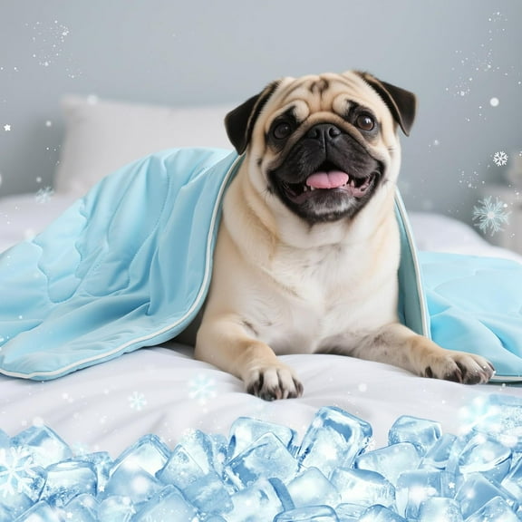Premium Cooling Dog Blanket, Q-MAX>0.4 Cooling Blanket for Dogs, Washable Lightweight Summer Quilt for Pets and Humans, Self Cool Quilt for Cats, Cool Throw for Hot Sleepers, 25"×35", M, Blue