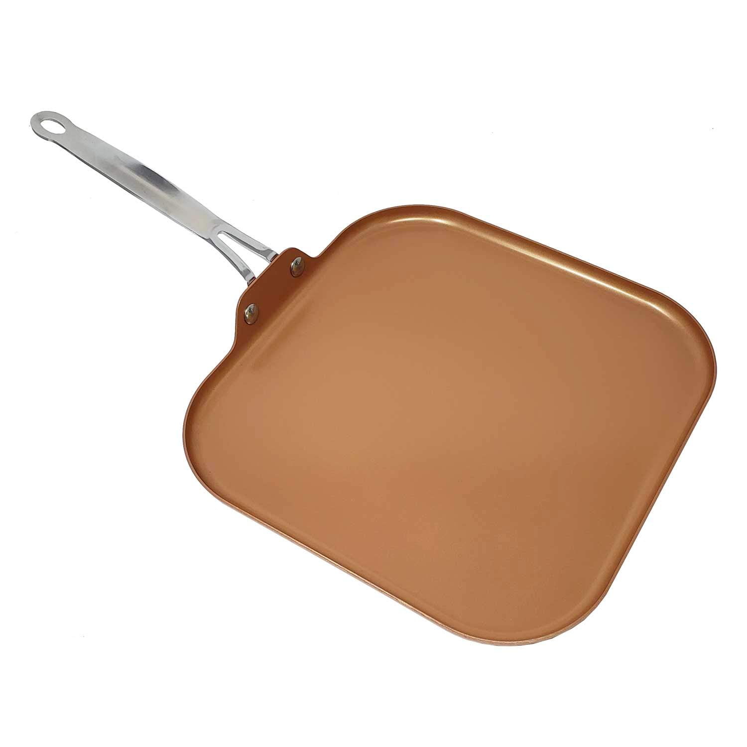 Premium Copper 11 inch Non-Stick Multi-purpose Square Griddle Pan 100%  Aluminium Ceramic Coating,PFOA/PTFE Free-11 X 11