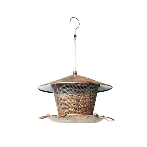 Premium Copper Roof Wild Bird Feeder – Weather-Resistant Hanging Mesh Design – Large Capacity Garden Feeder