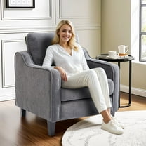 Accent Chair for Living Room Chairs Reading Chair for Bedroom Scooped Arm Chair Mid Century Modern Accent Chairs Upholstered Comfy Chair for Apartment, Waiting Room,330 lbs,grey