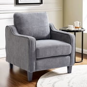FLEXISPOT Modern Accent Chair, Chenille Armchair with Padded Back and Removable Cover, Mid Century Comfy Reading Chair for Bedroom, Living Room Chairs and Small Spaces, Gray