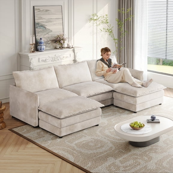 Premium Corduroy Fabric Couch with Flex Combinations & Super Comfort