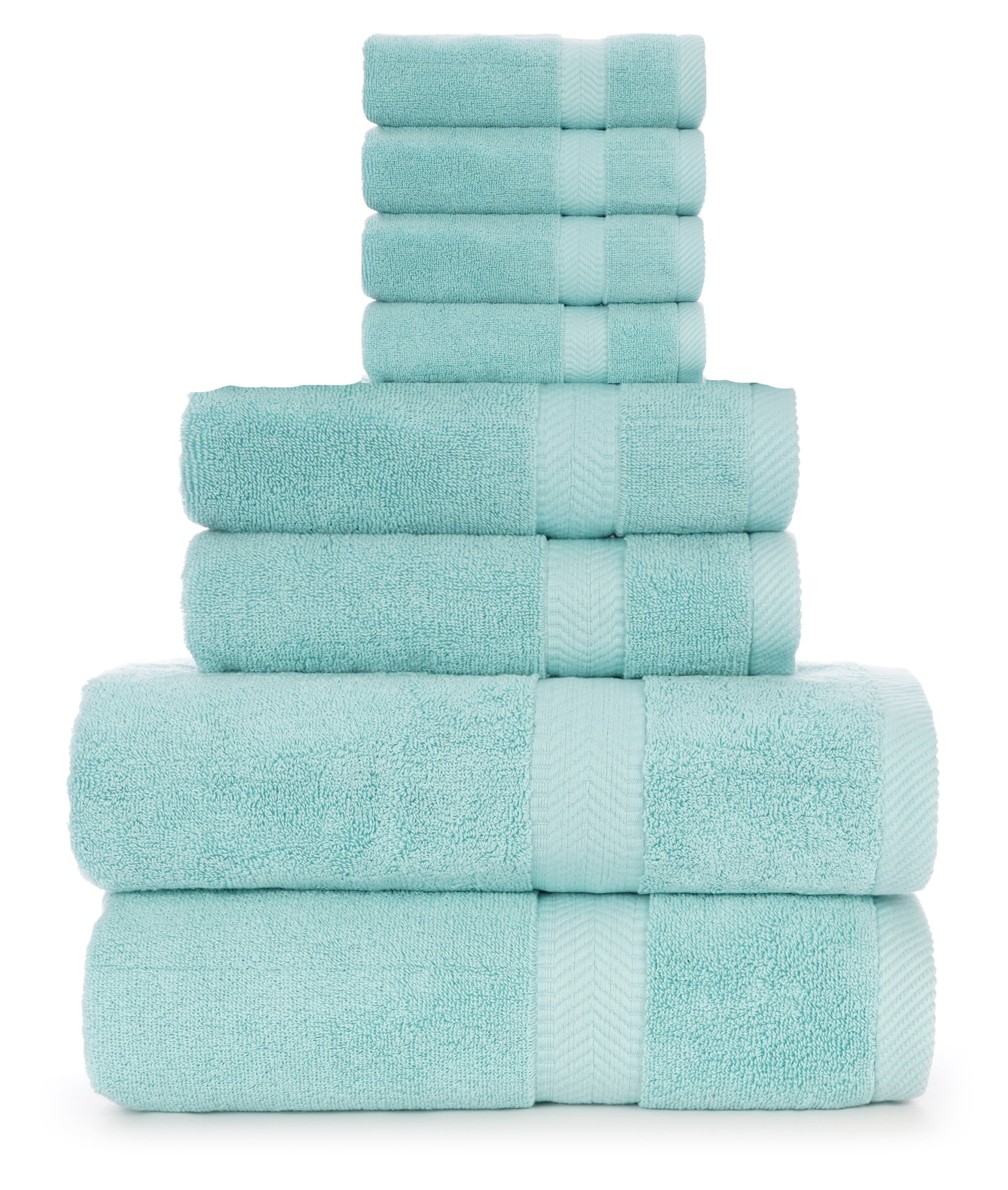 Premium Cotton Bath, Hand and Washcloth Towel Set Plush Touch Quick Dry