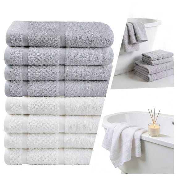 Premium Cotton Bath Towel Set - Super Soft Absorbent Washcloth Hand Towel Face Towel, Quick Dry Bath Sheet for Shower, Gray, Ccwuwei
