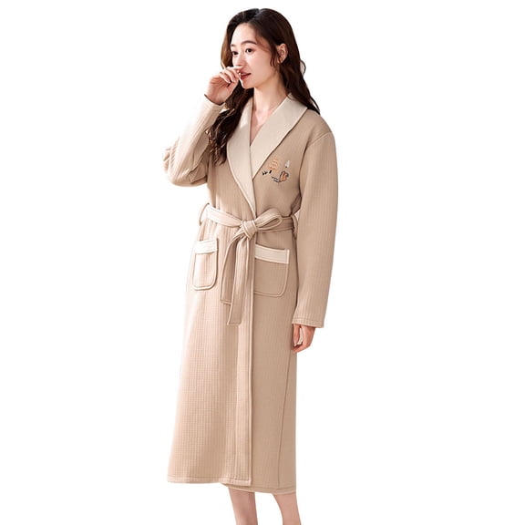 Premium Cotton Bathrobe Dressing Gown for Women,Super Soft Bath Wrap Housecoat Spa Robe, Birthday Gifts for Women