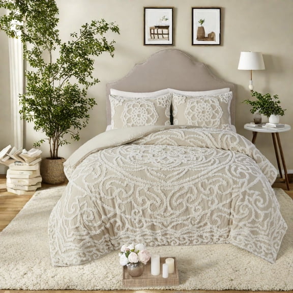 Premium Cotton Bedding Sets Boho Style with Tufted Medallion Design Perfect for All Seasons