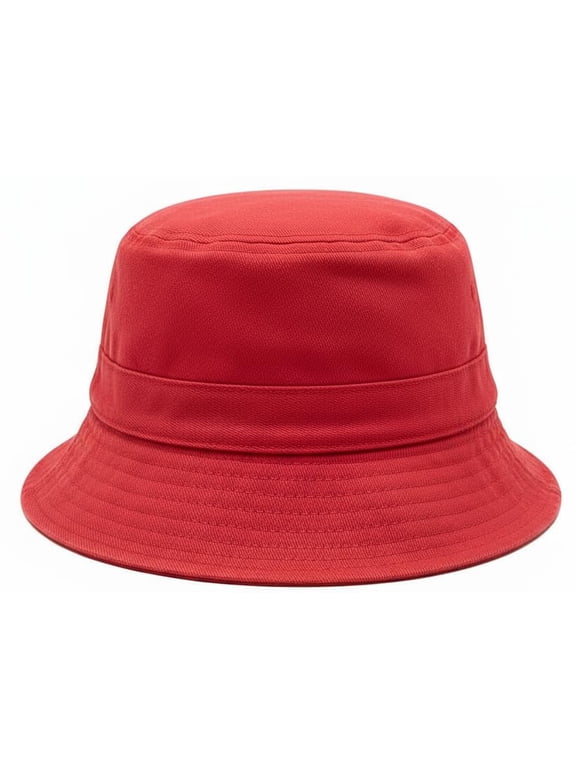 Premium Cotton Bucket Hat Adjustable Size, Lightweight Sun Hat for Men & Women, Outdoor Summer Travel & Beach (US, Alpha, One Size, Red)