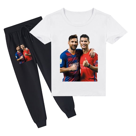 Premium Cotton Cristiano Ronaldo Set: Anti-Sweat Kids' T-Shirt with Stylish Long Pants - Perfect for Sports & Daily