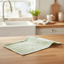 Premium Cotton Dish Cloths Super Soft Absorbent Quick Drying Waffle Plaid Kitchen Dish Rags Hand Towels for Washing Dishes 11x16 inch Green
