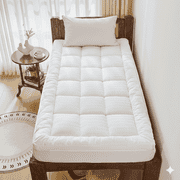 Twin XL Quilted Mattress Pad for Dorm Room, 100% Cotton Surface, Soft Down Alternative Fill Mattress Topper, Fits 8-22" 