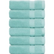 BYLORA Premium Cotton Hand Towels Plush Feather Touch Quick Dry Hand And Kitchen Eco Friendly Towel 100% Cotton Loop Terry, Nautical Teal, Set of 6