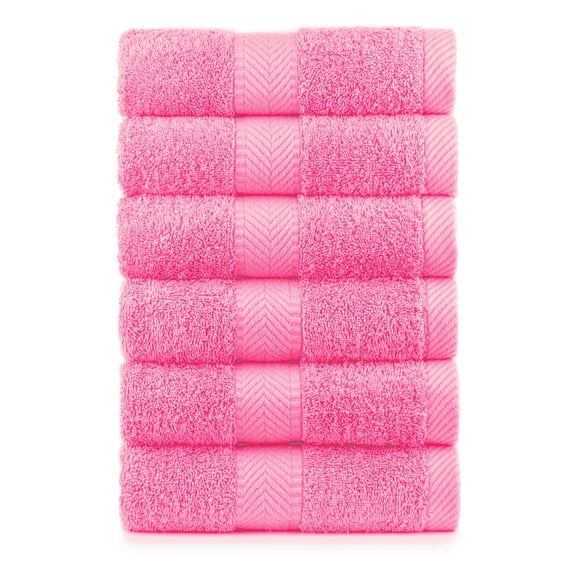 Premium Cotton Hand Towels Plush Feather Touch Quick Dry Hand And Kitchen Eco Friendly Towel 100% Cotton Loop Terry, Pink, Set of 6