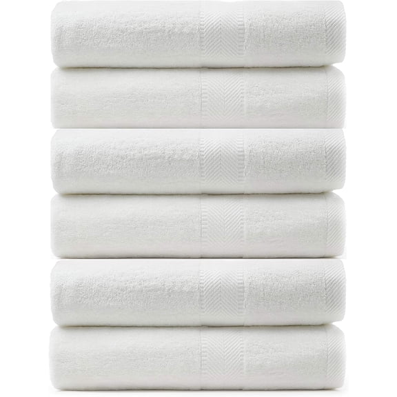 Premium Cotton Hand Towels Plush Touch Quick Dry Hand And Kitchen Eco Friendly Towel 100% Cotton Loop Terry, White, Set of 6