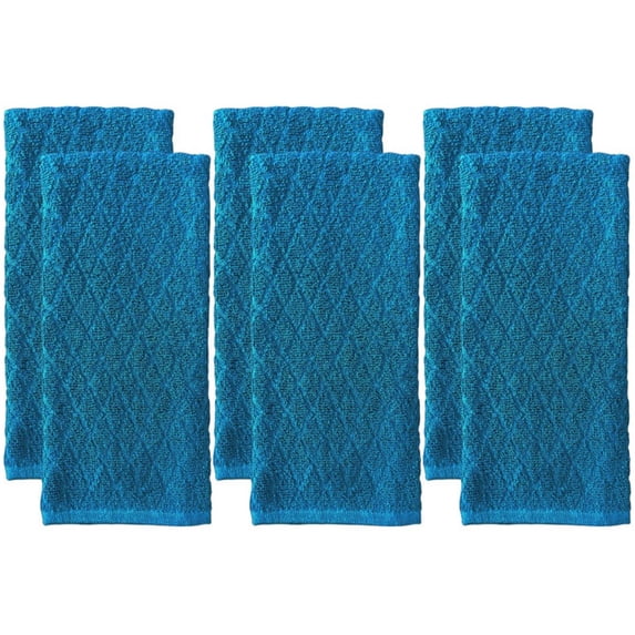 Premium Cotton Kitchen Towels Dish Towels Set of 6, Diamond Design Kitchen Towels 425 GSM, Soft and Highly Absorbent, Machine Washable Size: 16 x 26 Inch.