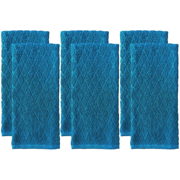 Premium Cotton Kitchen Towels Dish Towels Set of 6, Diamond Design Kitchen Towels 425 GSM, Soft and Highly Absorbent, Machine Washable Size: 16 x 26 Inch.