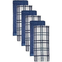 Premium Cotton Set of 6, 3 Windowpane Terry Kitchen Towels Dish Towels and 3 Solid Kitchen Towels 425 GSM, Soft and Highly Absorbent, Machine Washable Size: 16 x 26 Inch.