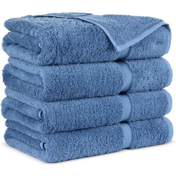 Premium Cotton Super Soft and Absorbent Turkish Towels (4-Piece Bath Towels, Wedgewood)