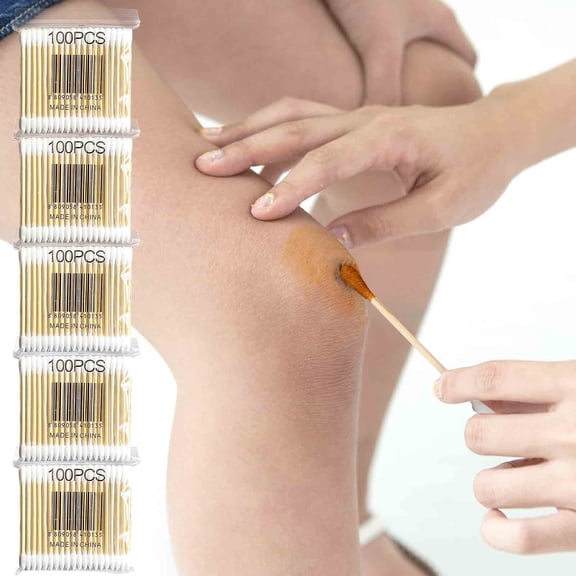Premium Cotton Swabs 500 Count Double Ended Pointed Round Tips Wood Stick Hygiene Applicators for Medical Home Beauty Craft Use