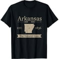 thumbnail image 1 of Premium Cotton T-Shirt, Arkansas Home State Design, Natural State Graphic, 1 of 6