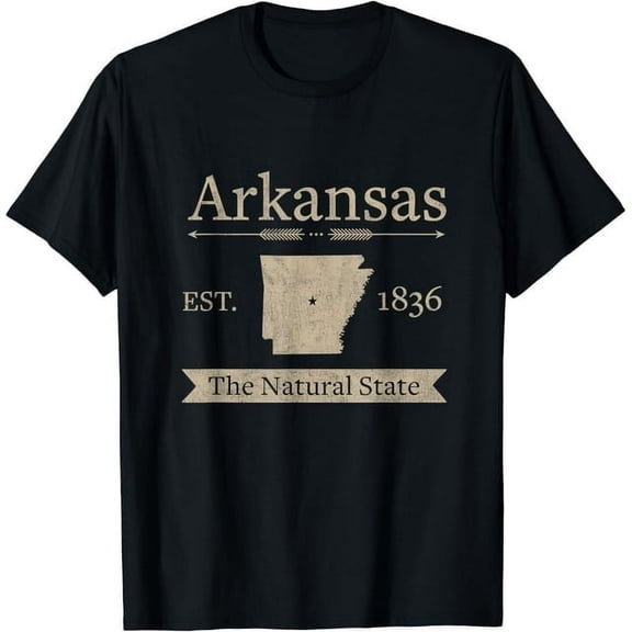 Premium Cotton T-Shirt, Arkansas Home State Design, Natural State Graphic