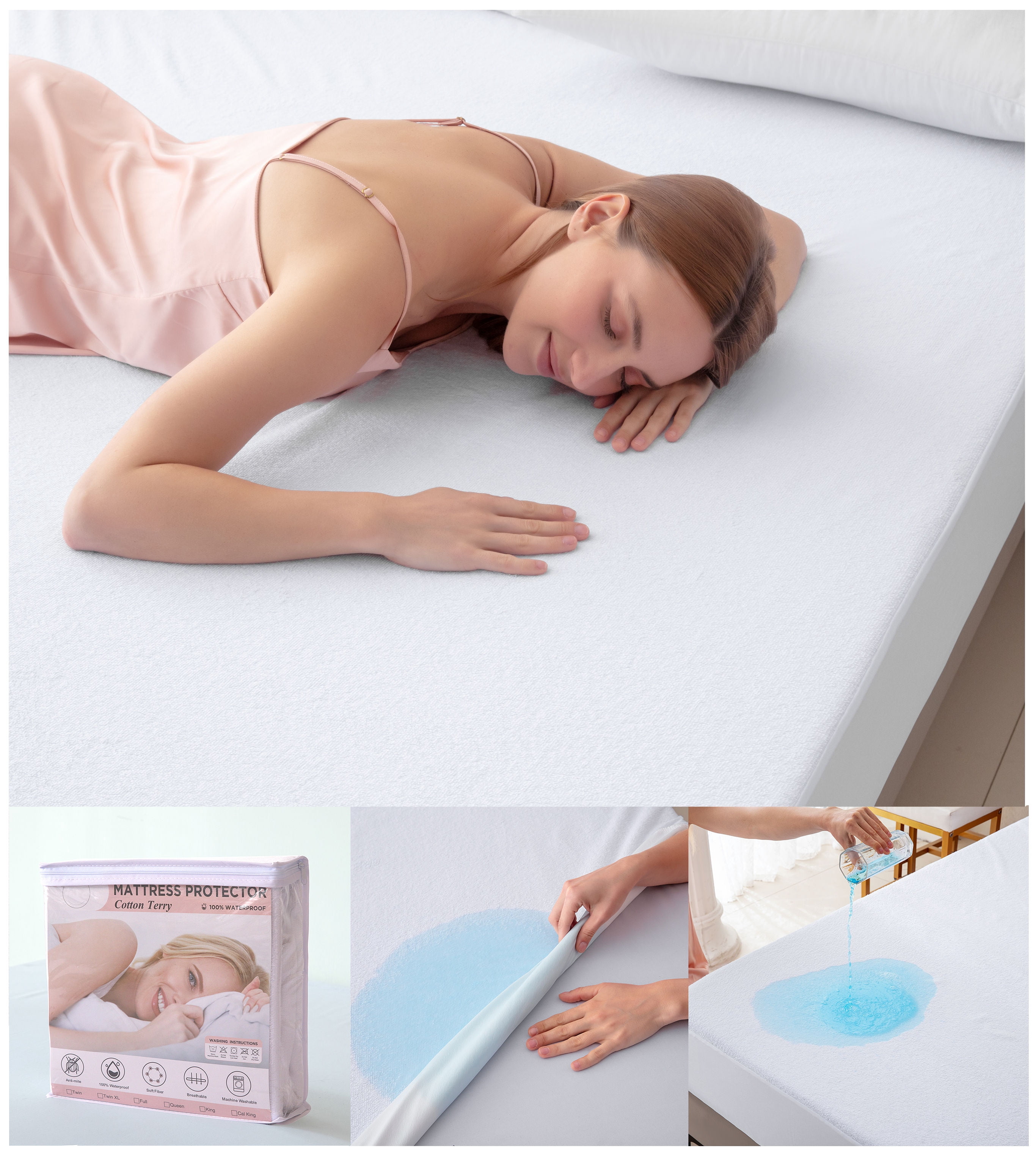 PAULATO BY GA.I.CO Waterproof Mattress Protector - Twin Size, Breathable, Noiseless, Hypoallergenic, Deep Pocket Up To 19"