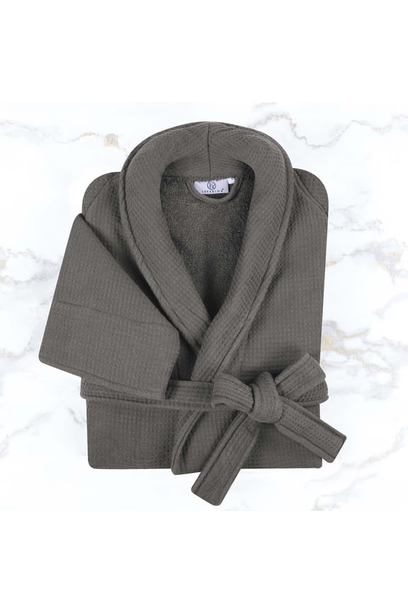 Premium Cotton Unisex Adult Bath Robe by Blue Nile Mills, Medium, Charcoal