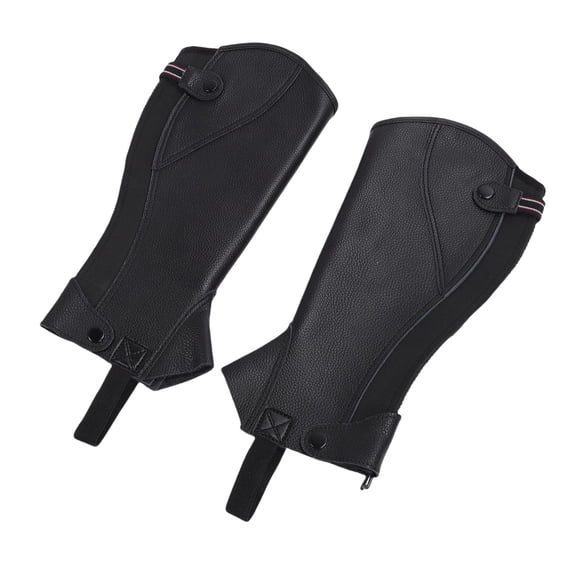Premium Cow Leather Horse Riding Half Chaps Zip Up Equestrian Leg Protection for Adults Protective Gear Applicable Leg Length 16.5 inches / 42 cm Black 1 Pair
