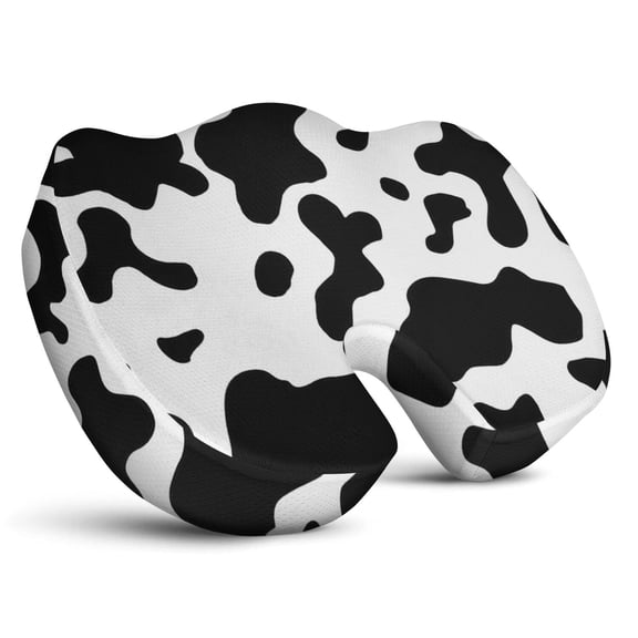 Premium Cow Pattern Memory Foam Seat Cushion Ergonomic Chair Pad for Office Chair, Car, Airplane & Bleachers Sciatica, Tailbone Hip & Back Pain Relief - Chair Cushion for Long Office Workers.