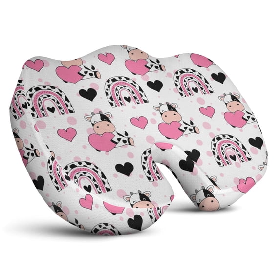 Premium Cow Pattern Memory Foam Seat Cushion Ergonomic Chair Pad for Office Chair, Car, Airplane & Bleachers Sciatica, Tailbone Hip & Back Pain Relief - Chair Cushion for Long Office Workers.