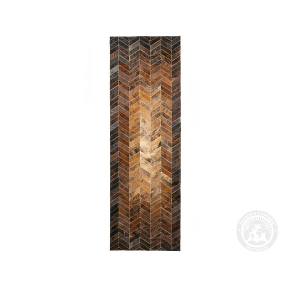 Premium Cowhide Patchwork Rug Herringbone Chevron Design - Patchwork Runner Rug