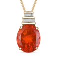 thumbnail image 1 of Premium Crimson Fire Opal and I2 Diamond 3.35 ctw Dawnfire Pendant Necklace in 10K Yellow Gold 20 Inches Christmas Gifts, 1 of 1