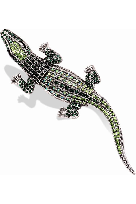 Premium Crocodile Brooch Colourful Crystal Rhinestone Crocodile Alligator Brooch Pin Personality Animal Lapel Backpack Badge Hat Bag Decoration Accessories for Men and Women