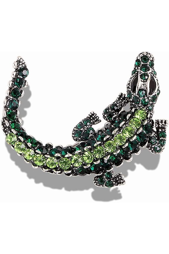 Premium Crocodile Brooch Colourful Crystal Rhinestone Crocodile Alligator Brooch Pin Personality Animal Lapel Backpack Badge Hat Bag Decoration Accessories for Men and Women