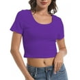thumbnail image 1 of Premium Crop Tops for Women, Short Sleeve Scoop Neck, Sexy-Cute Design, 1 of 5