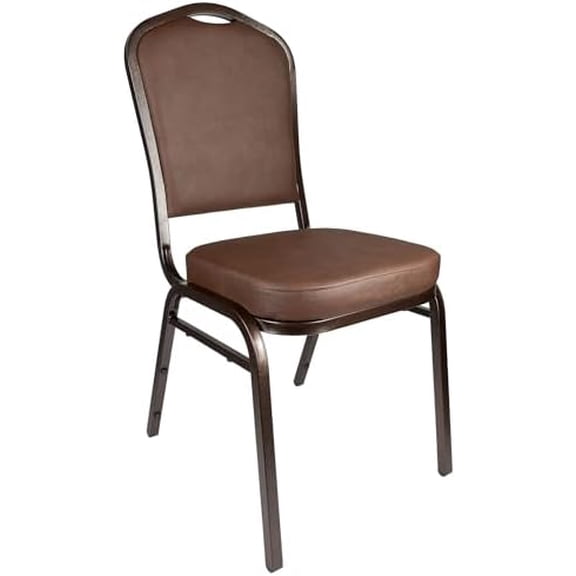 Premium Crown Back, Stacking Banquet and Event Chairs, with Padded Seats/Backs, Fully Assembled (2, Brown Vinyl/Copper Vein Frame)$$Office