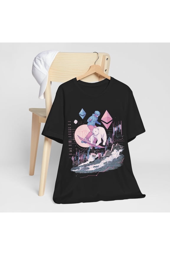 Premium Crypto Skater Unisex T-Shirt Bitcoin Bear Wave Ethereum Chart Art