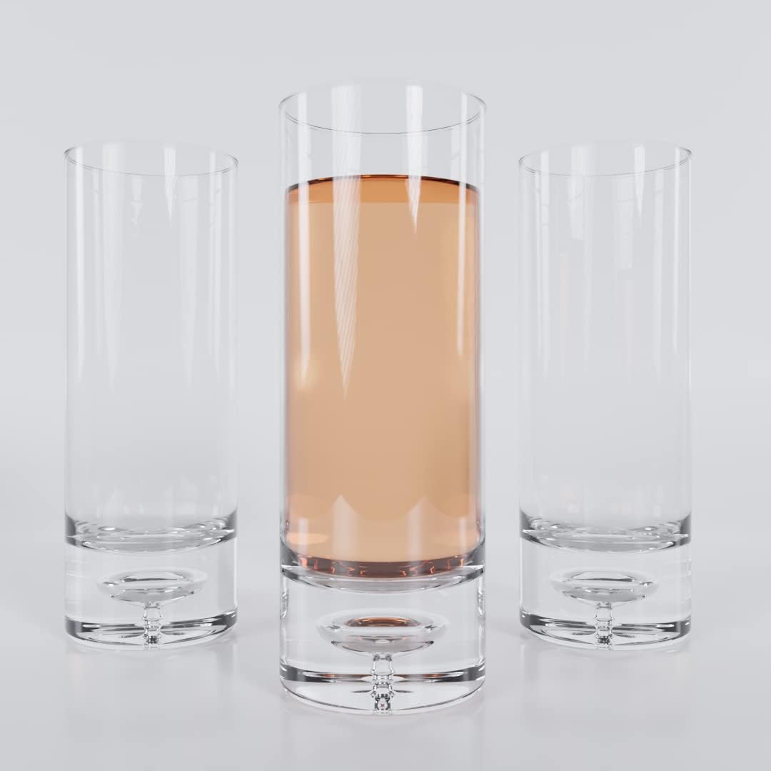 Premium Crystal Bubble Base Highball Collins Glasses Set Of 412OZ