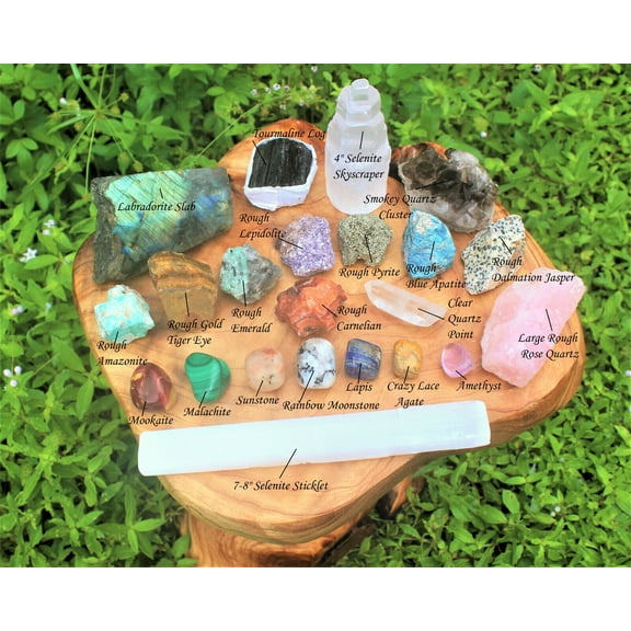 Premium Crystal Gift Kit - 22 pcs High Quality Natural Rough & Tumbled Specimens