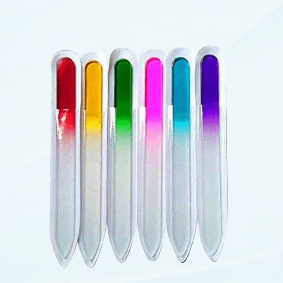 Premium Crystal Glass Nail Files Manicure Set, Professional Double Sided Pedicure Files - Best Glass Nail Files for Natural Nails - Mix Color - 5 Pieces
