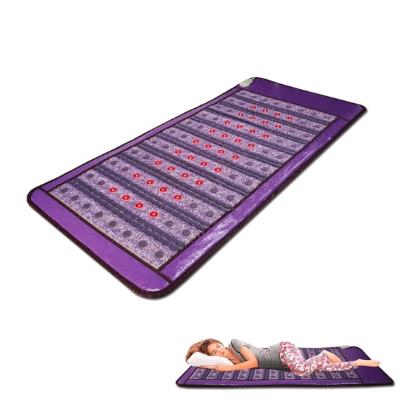 Premium Crystal Infrared Heated Massage Therapy Crystal Mat with Warming Function and Pain Relief for the Whole Body Shoulder Back Waist Leg Fub Relaxation Photon Foldable Pad (75x28 Inch)