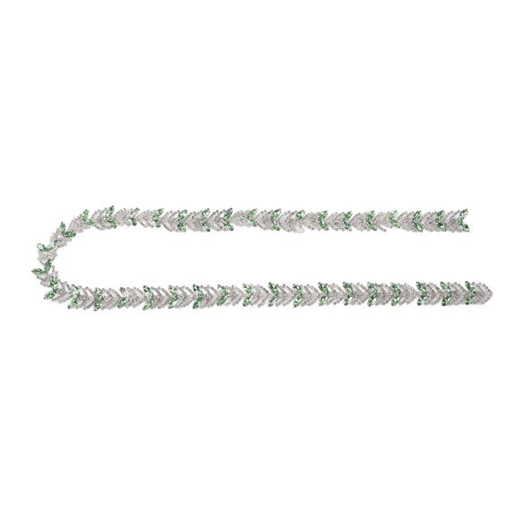 Premium Crystal Rhinestone Chain 1 Yard / 91.4 cm Length 0.9 inches / 2.3 cm Glass Leaf Flower Design DIY Craft Decoration for Garments Belts Green Finish