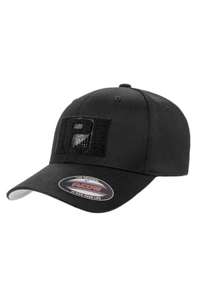 Curved Bill Premium Flexfit Hat | Black Baseball Cap | Large/X-Large | 2x3 in Loop Surface to Attach Morale Patches