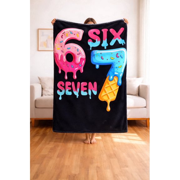 Premium Custom Flannel Blanket Personalized Soft Cozy Throw Blanket All Season Washable For Sofa Couch Bed Gift Home Décor - 6 7 Six Seven 50x60