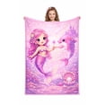 thumbnail image 1 of Premium Custom Flannel Blanket Personalized Soft Cozy Throw Blanket All Season Washable For Sofa Couch Bed Gift Home Décor - Mermaid 03 40x50, 1 of 4